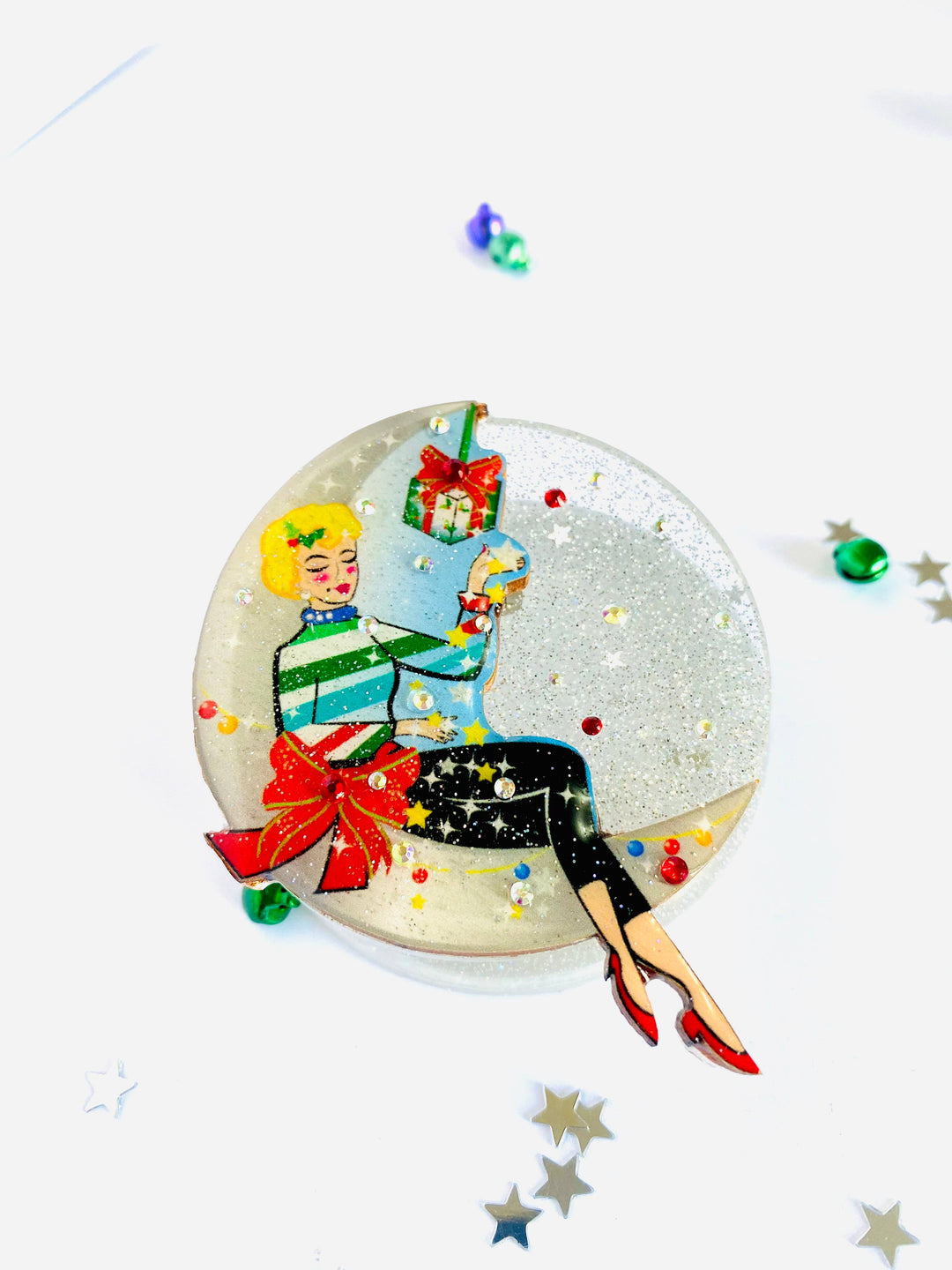 Moon Girl Christmas Brooch by Rosie Rose Parker