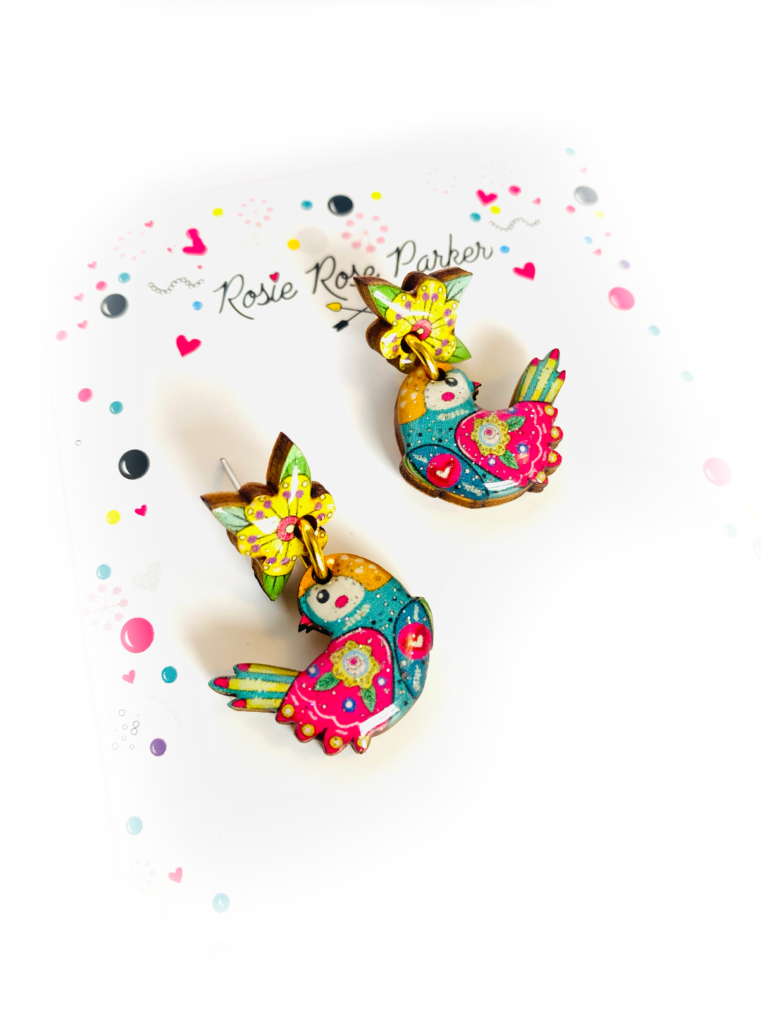 Summer Abstract Bird Earrings by Rosie Rose Parker