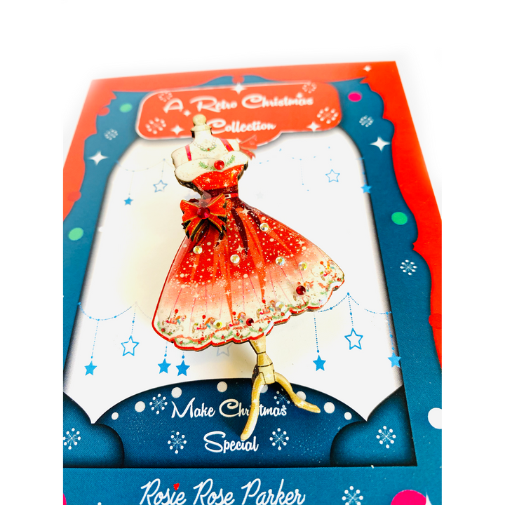50s Christmas Dress Brooch by Rosie Rose Parker
