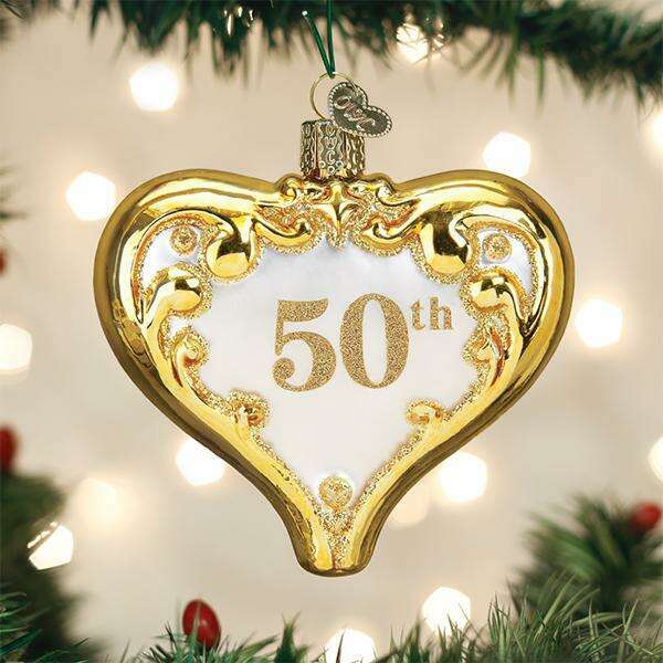 Old World Christmas 50th Anniversary Heart Blown Glass Ornament
