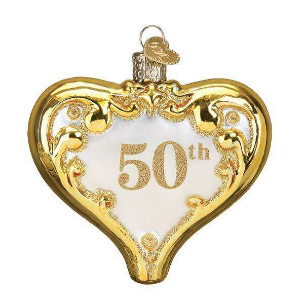 Old World Christmas 50th Anniversary Heart Blown Glass Ornament