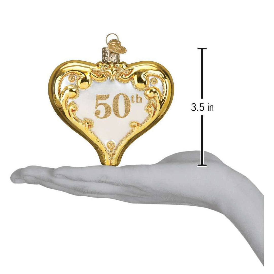 Old World Christmas 50th Anniversary Heart Blown Glass Ornament