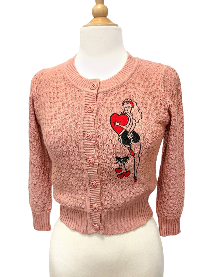 Hold On To Your Heart CROPPED Cardigan in Peach Beige