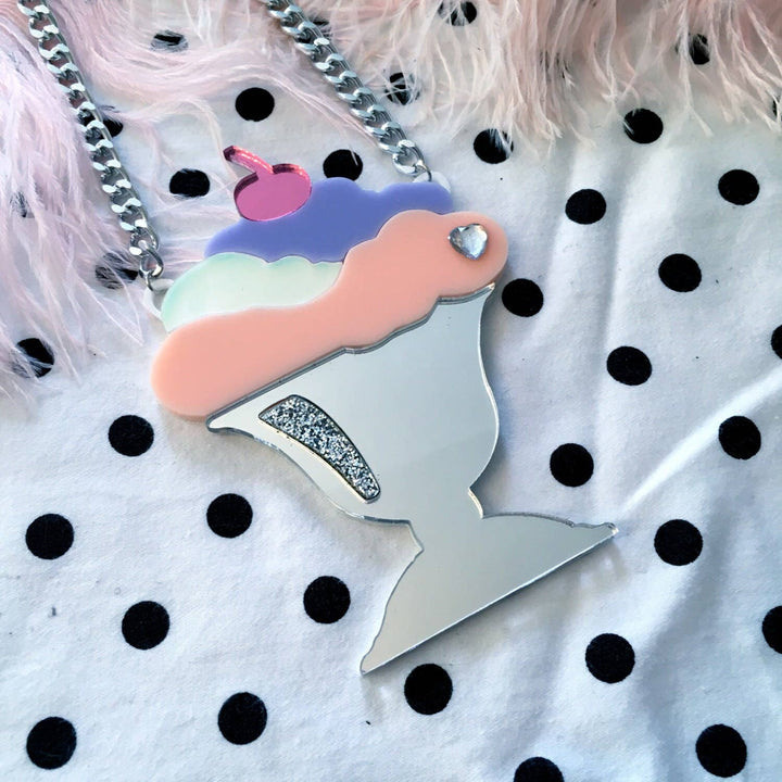 Pastel Ice Cream Sundae Statement Acrylic Necklace