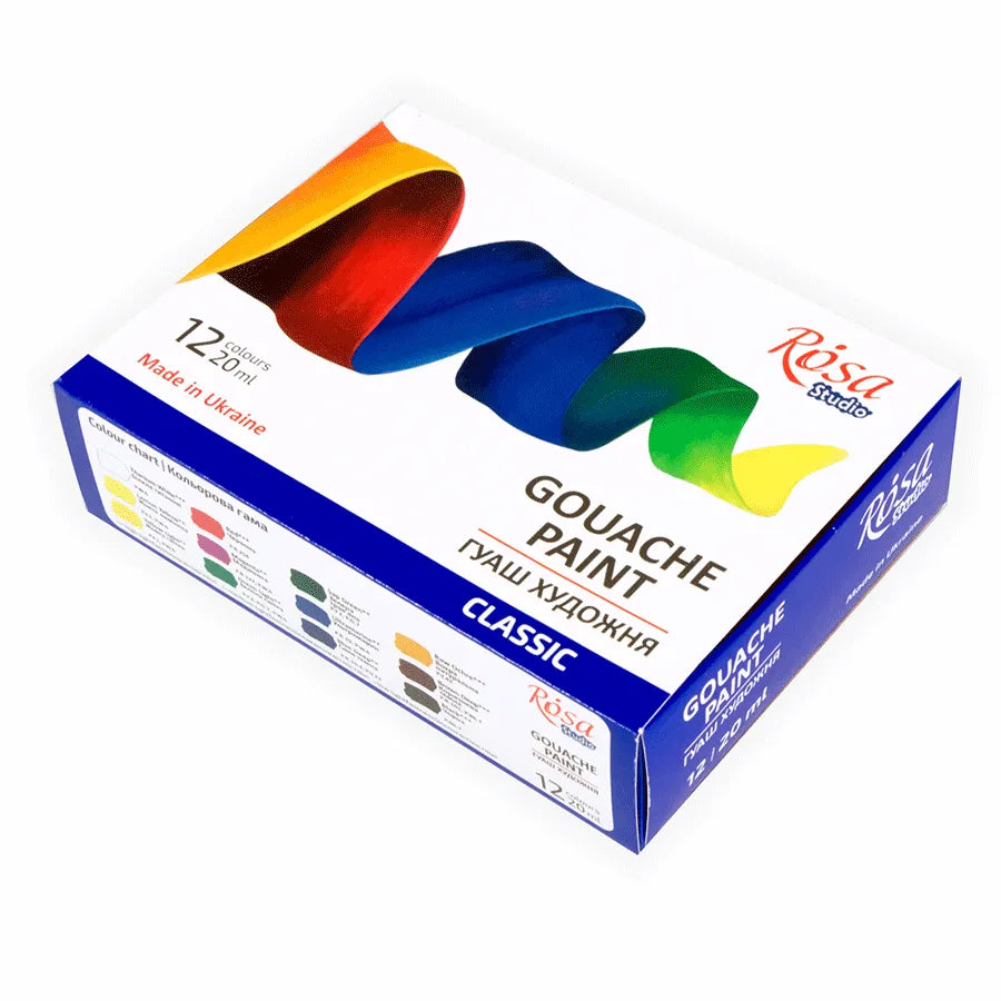 Rosa Studio Gouache Paint Set Classic 12 colors (0.68 oz each)