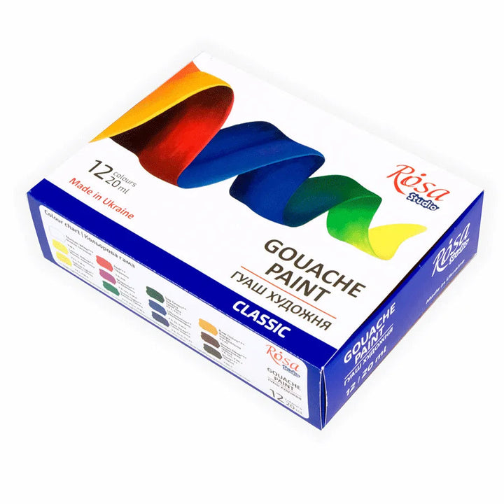 Rosa Studio Gouache Paint Set Classic 12 colors (0.68 oz each)