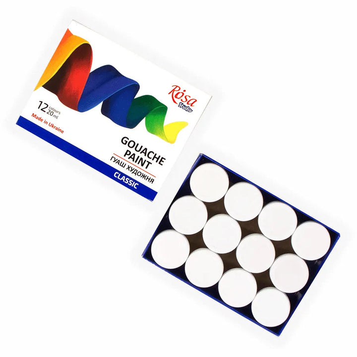 Rosa Studio Gouache Paint Set Classic 12 colors (0.68 oz each)