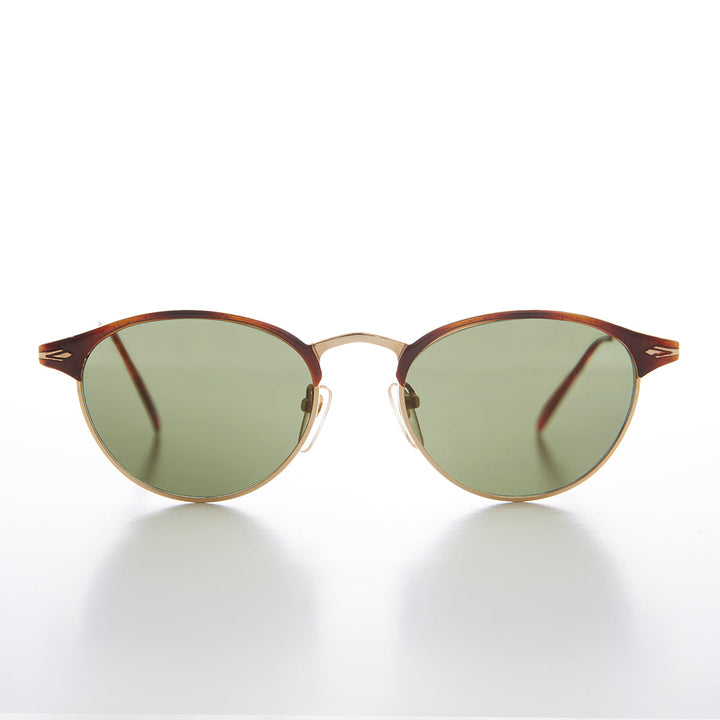 Delicate Browline Oval Lens Vintage Sunglass - Kaia
