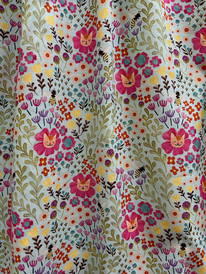 Floral Cats Fit & Flare Dress