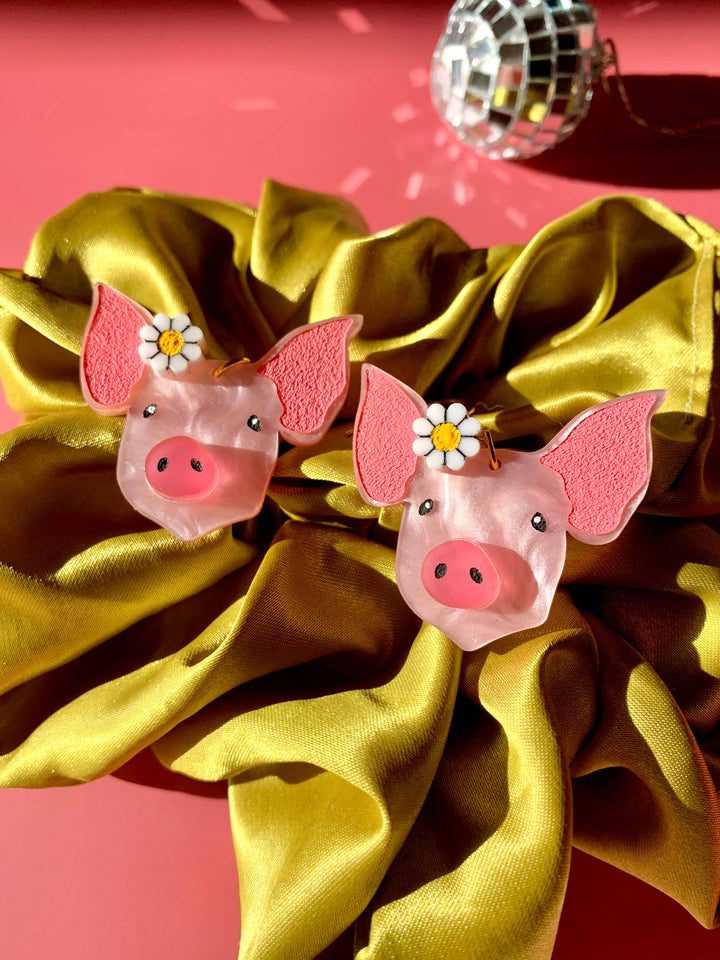 Little Piggies Acrylic Statement Earrings