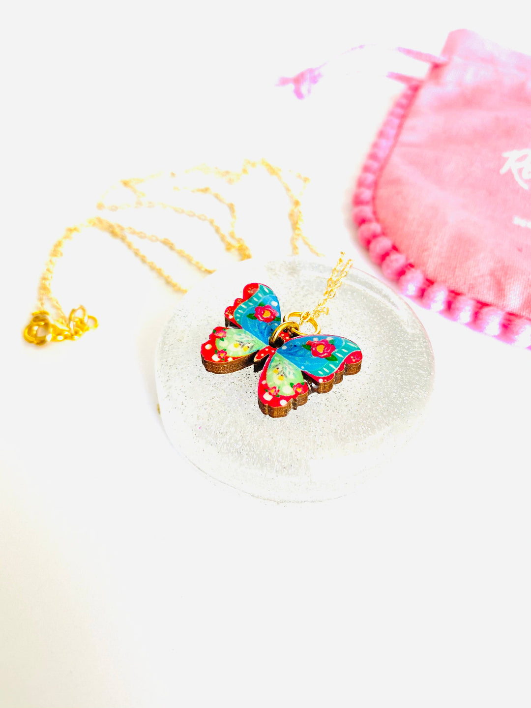 Butterfly Necklace on Gold Chain by Rosie Rose Parker