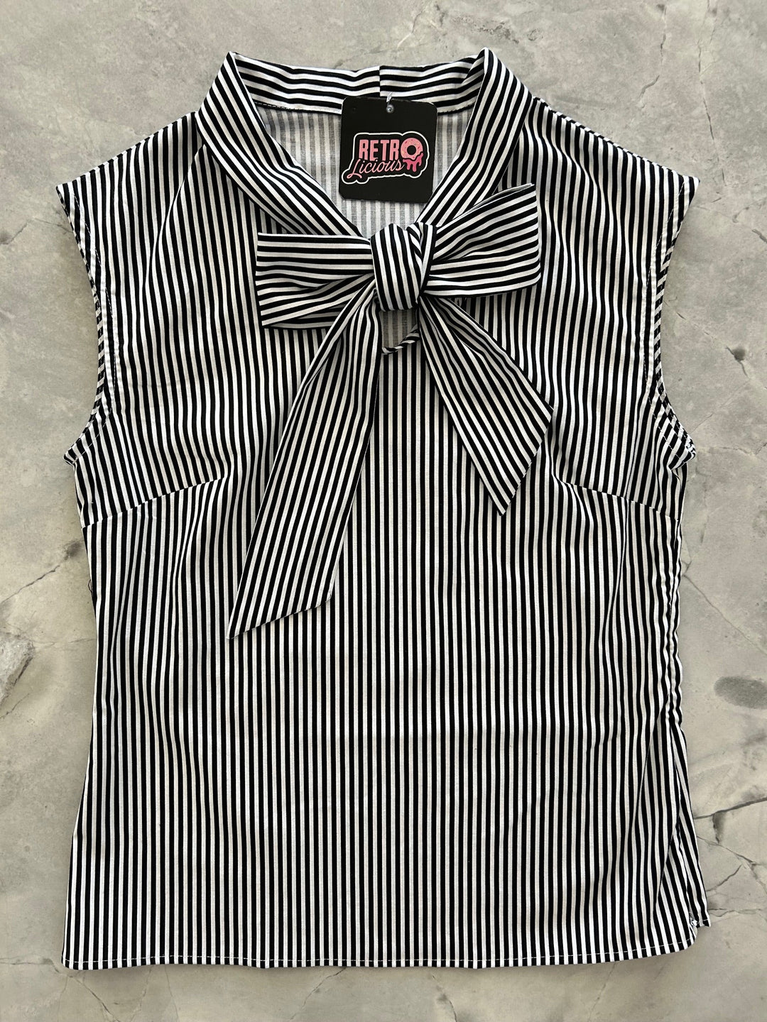 Black Striped Bow Top - 4X only, 1 left!