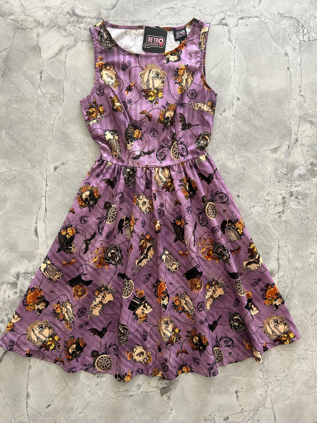 Purple Skull Vintage Dress - XS only, 1 left!