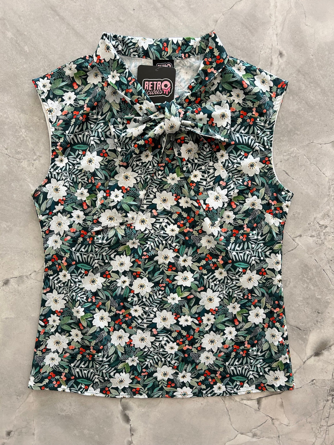 Winter Floral Bow Top
