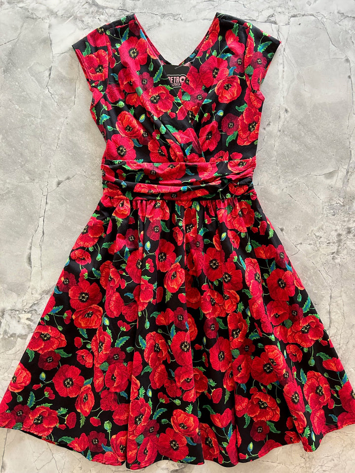Poppy Flower Greta Dress - Large only