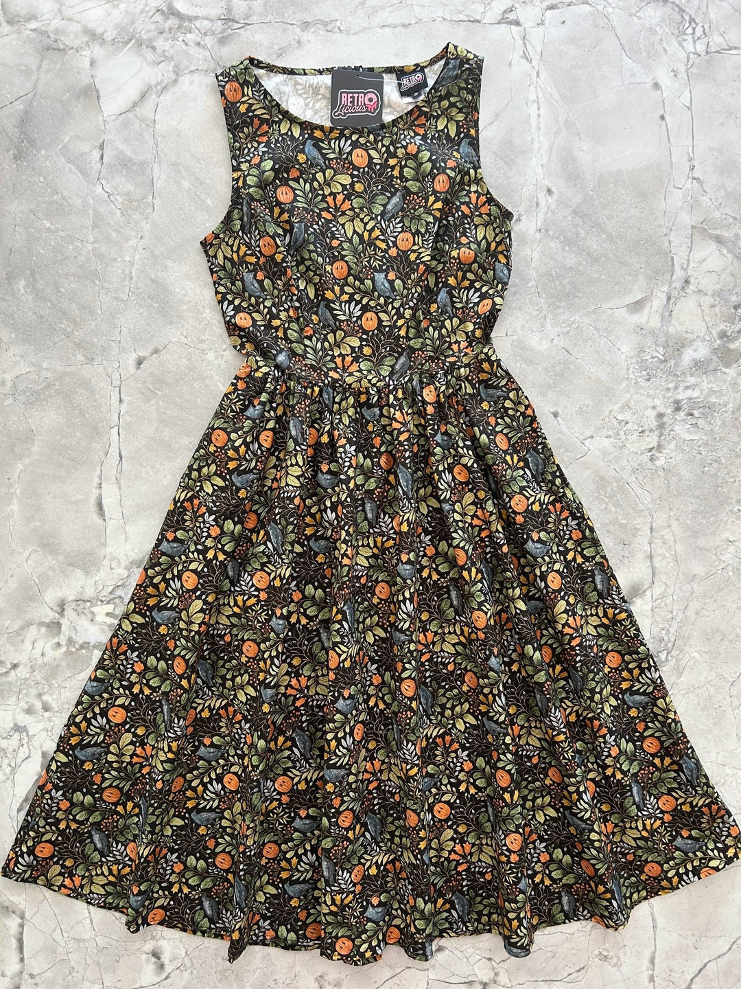 Pumpkin Foliage Midi Dress - 1X only