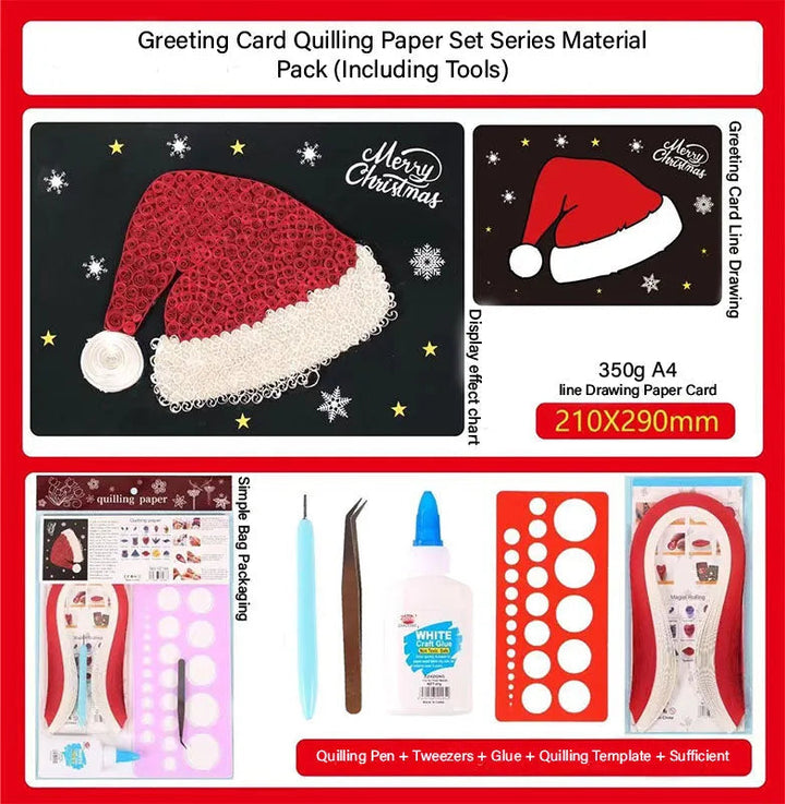 Christmas Hat DIY Making Kit. Paper Quilling Set F07M3-6-Hat2