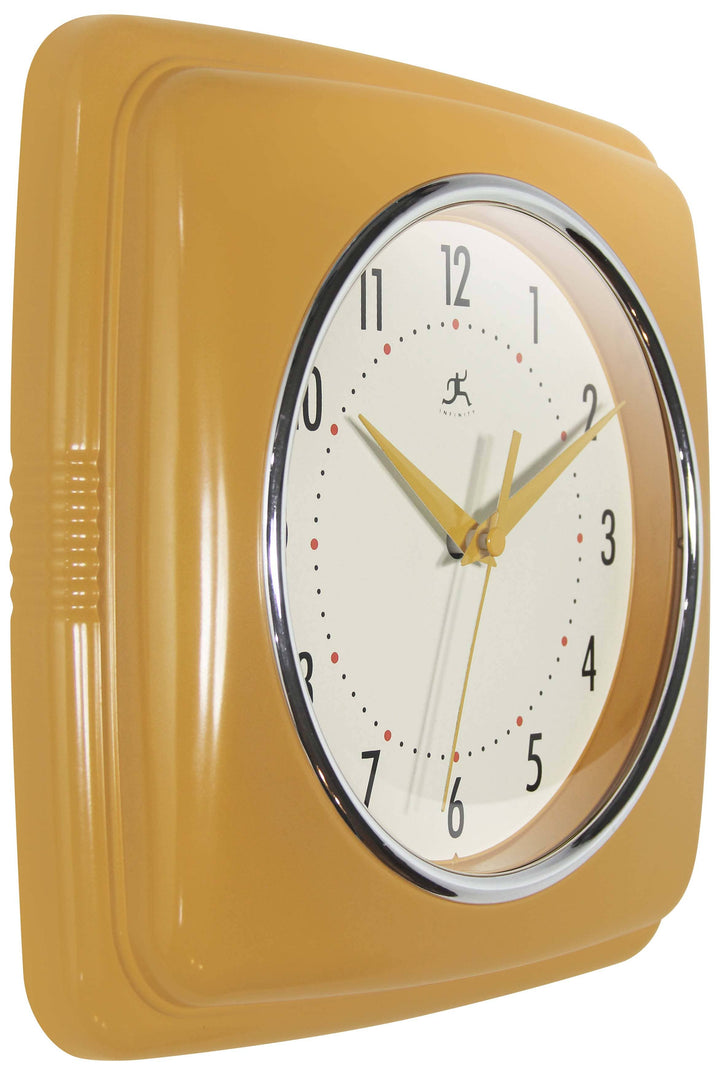 Retro Square Harvest Gold Indoor Wall Clock