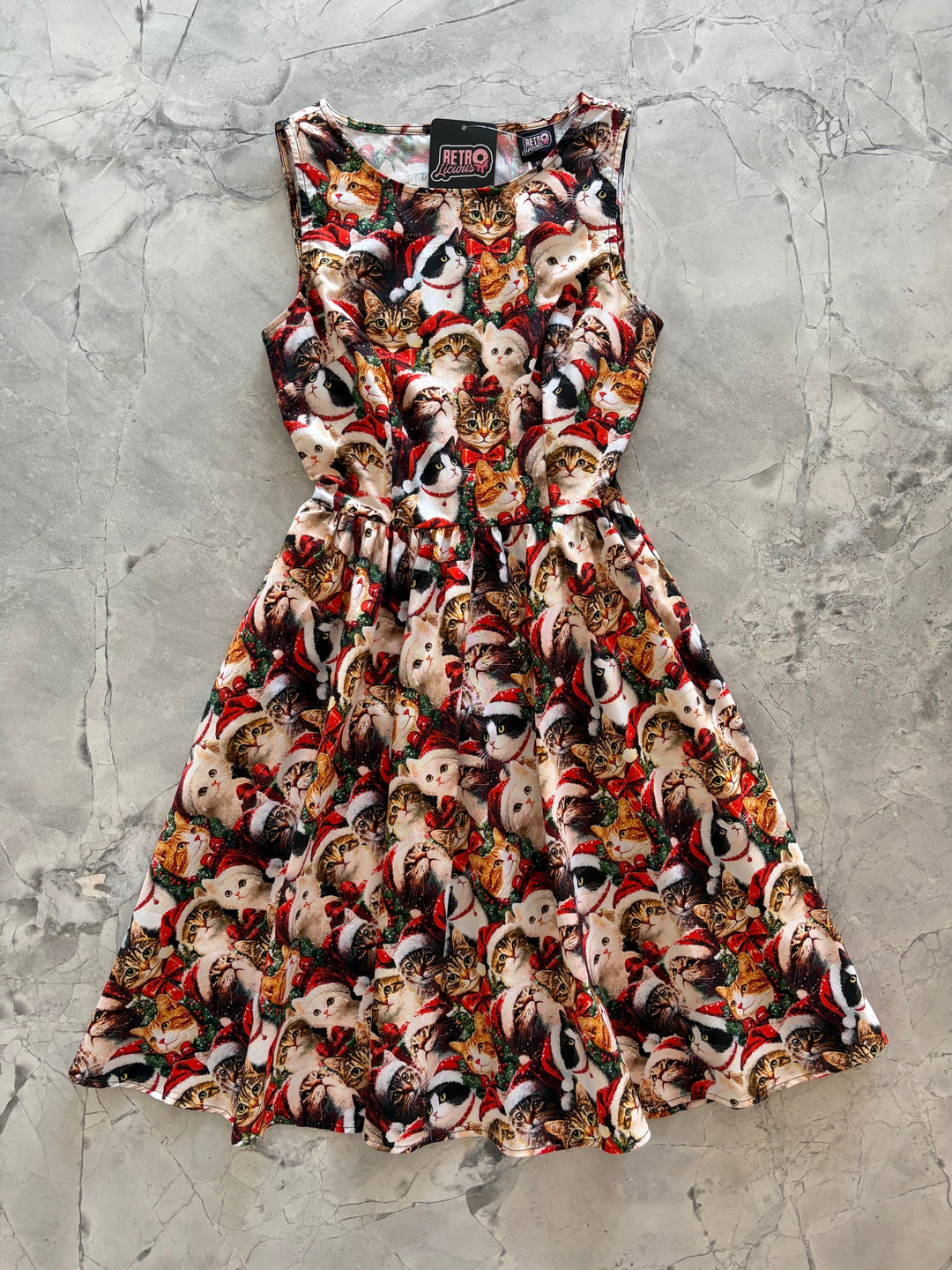 Cats in Santa Hats Vintage Dress