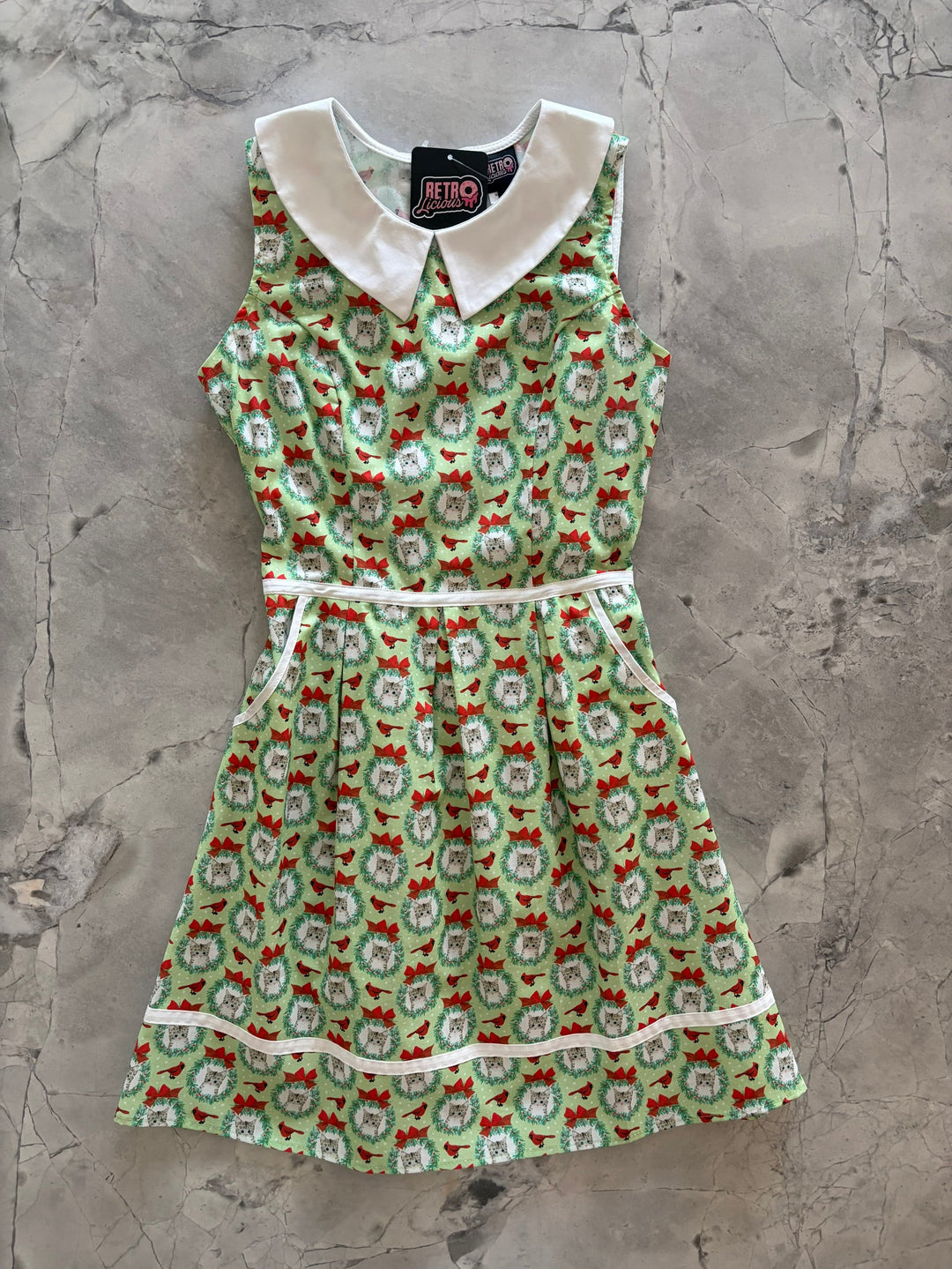 Cats & Cardinals Collared Dress