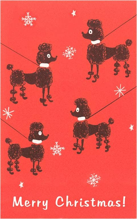 Merry Christmas Poodles Vintage Postcard Reproduction Set of 10