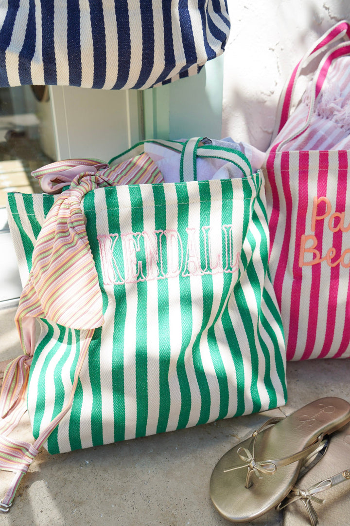 Harbor Canvas Striped Tote | Customizable