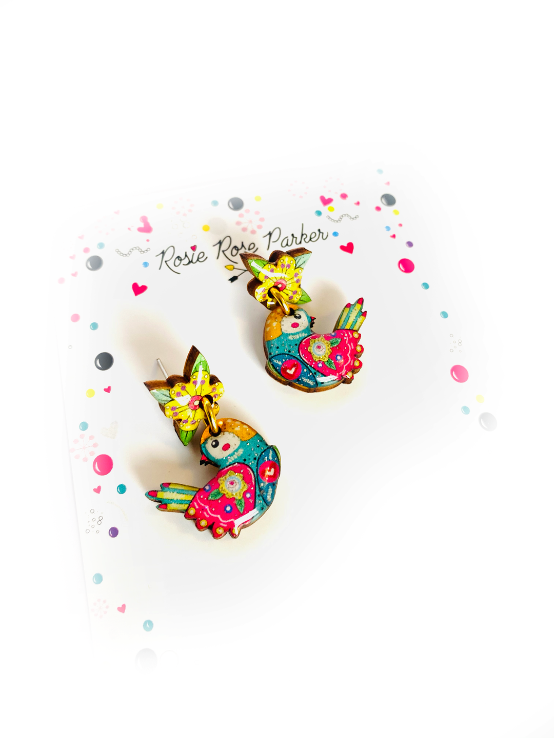 Summer Abstract Bird Earrings by Rosie Rose Parker