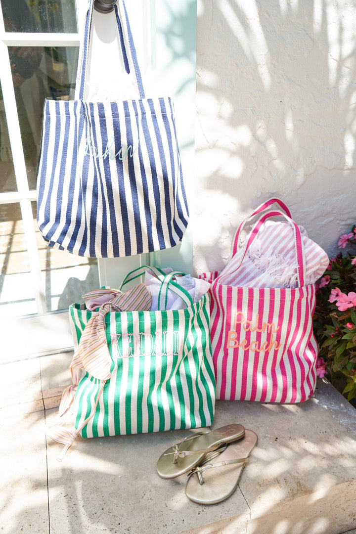 Harbor Canvas Striped Tote | Customizable