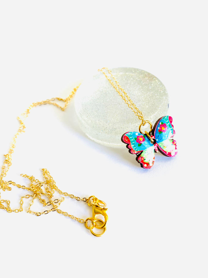 Butterfly Necklace on Gold Chain by Rosie Rose Parker