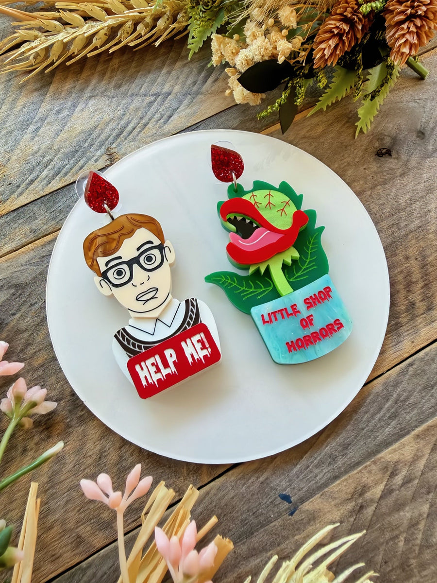 Little Shop of Horrors Dangle Earrings - Plant Monster Halloween Jewelry