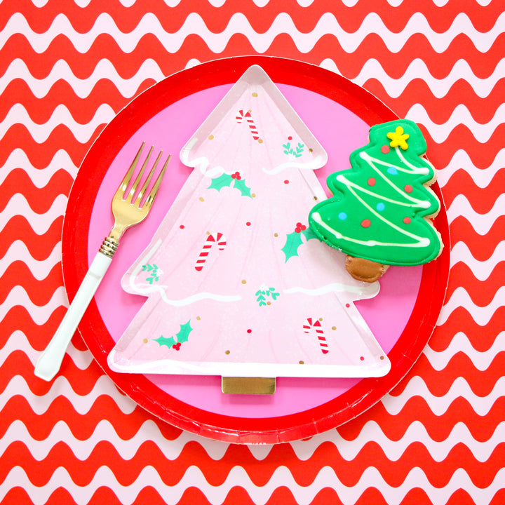 Pink tree dessert plate