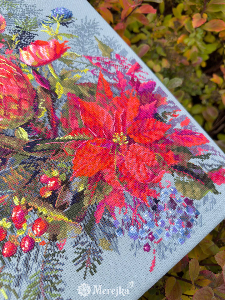 Christmas Arrangement Counted Cross Stitch Kit by Merejka K-272
