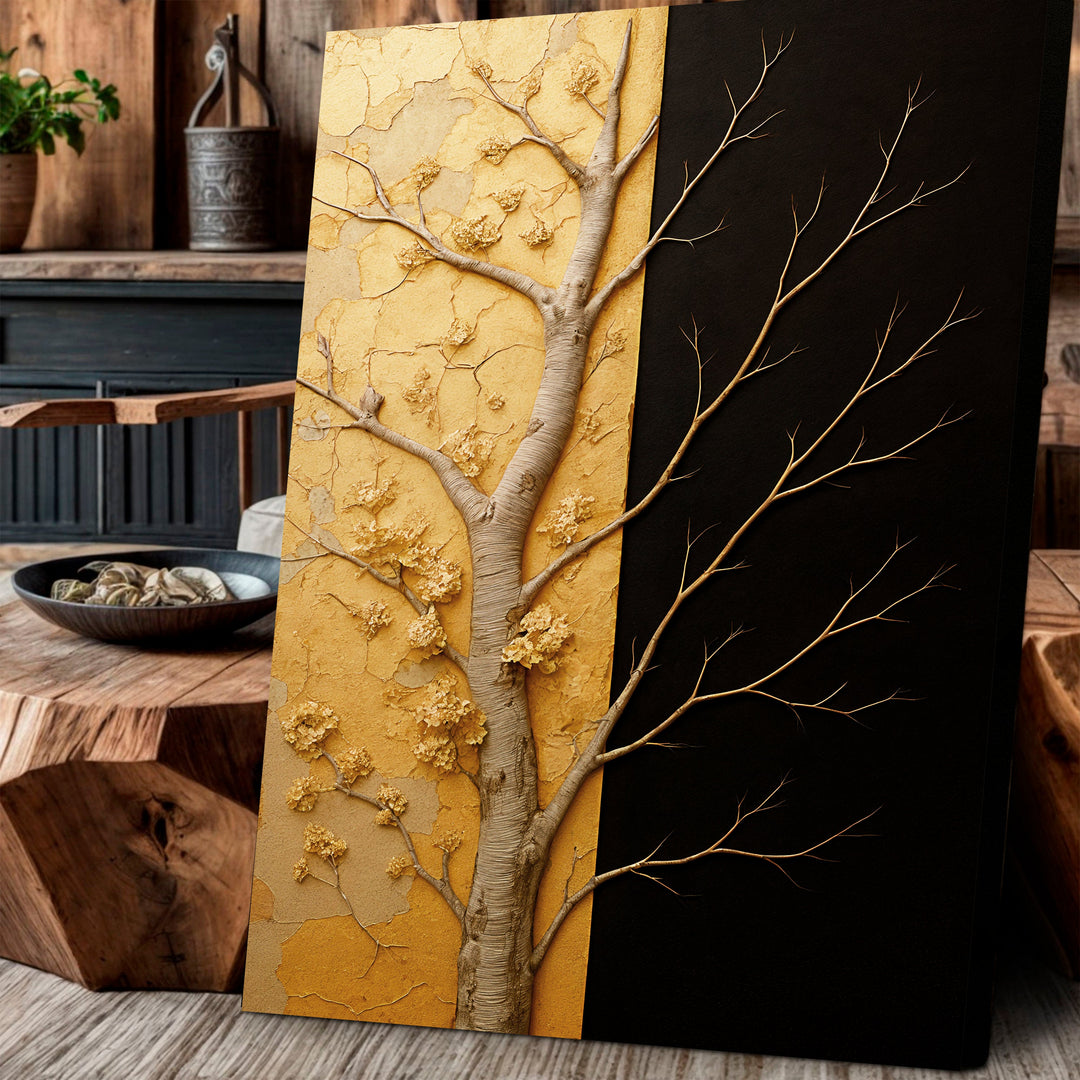 Golden Eclipse Impasto Wall Art