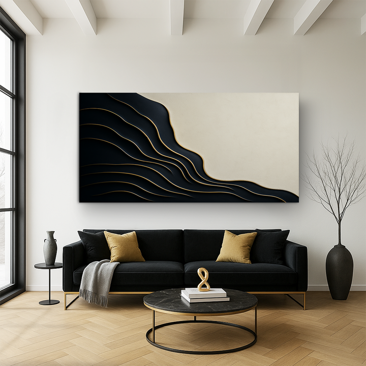 Black and Gold Minimalist Abstract Wall Art