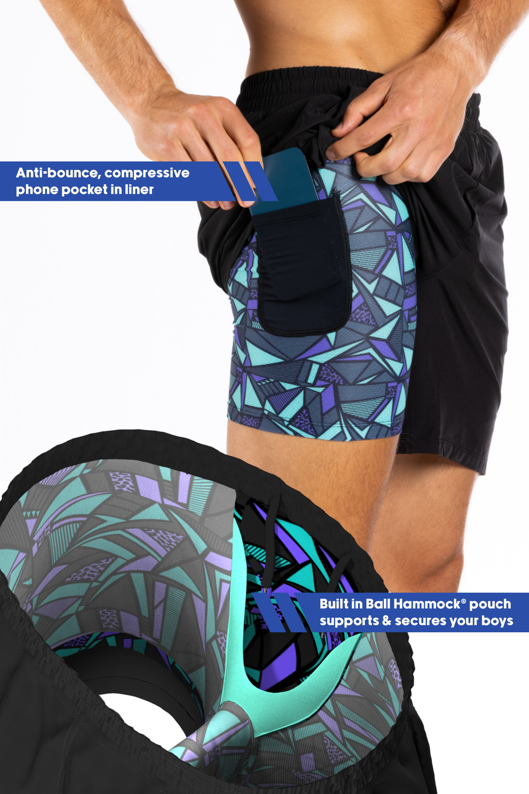 The Anti-Bounce | Black Ball Hammock® 5 Inch Athletic Shorts