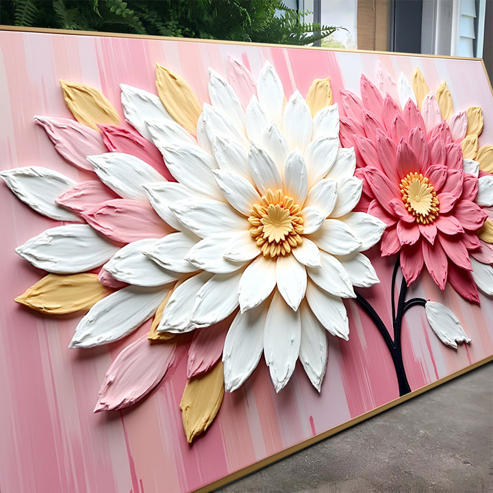 Blushing Blooms Pink Impasto Wall Art