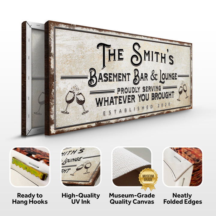 Personalized Basement Bar Sign: Rustic Modern Decor for Your Home Bar – Perfect Last Minute Anniversary Gift for Him