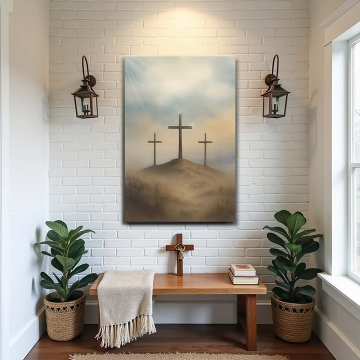 Three Crosses on Calvary Faith Wall Art II