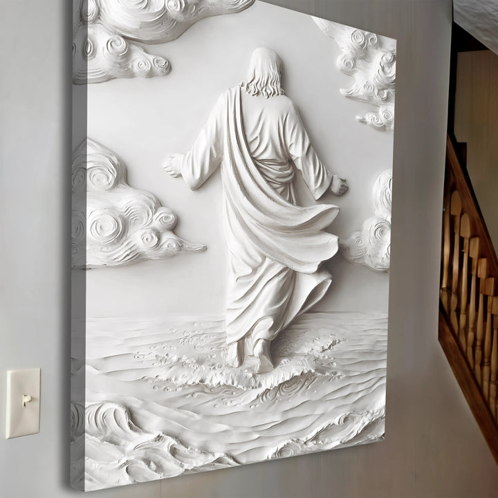 3D Minimalist Jesus Walking on Water Wall Art