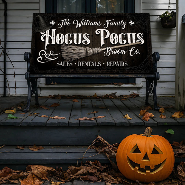 Personalized Hocus Pocus Broom Co. Wall Sign