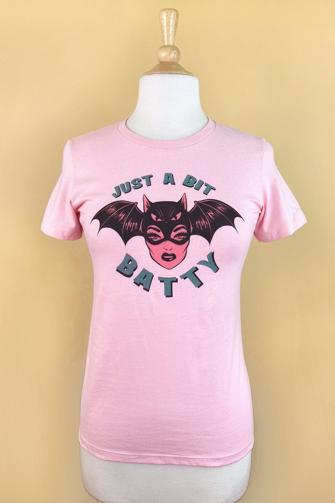 Just a bit Batty Fitted Tee in Pink