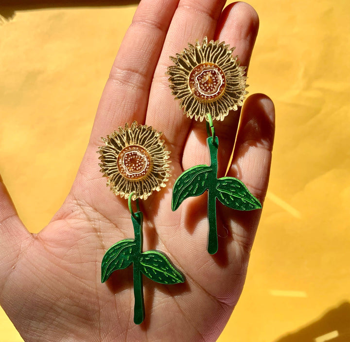 Sunflowers Acrylic Statement Earrings