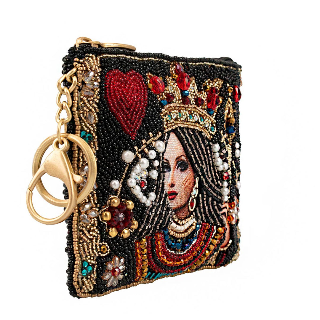 The Queen Playing Card Beaded Coin Purse