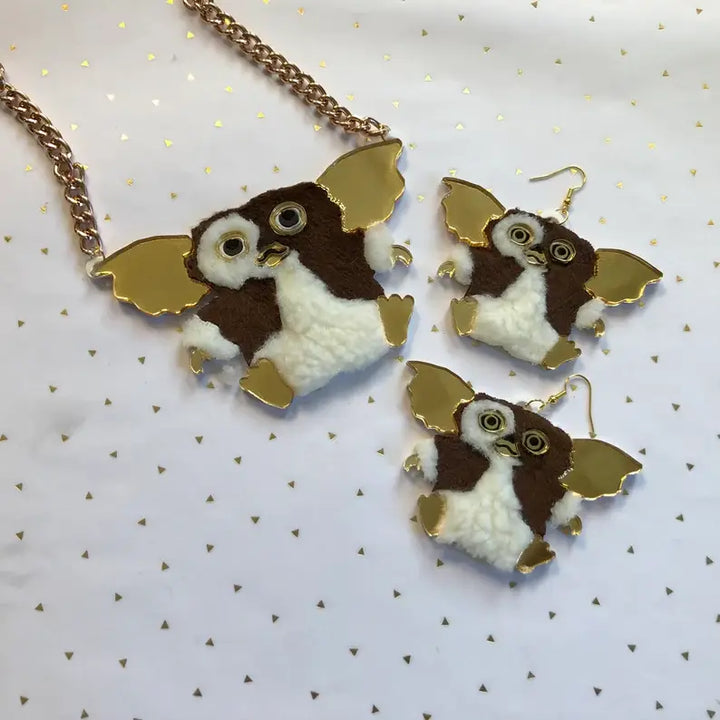 Gizmo Gremlins Acrylic & Fur Earrings