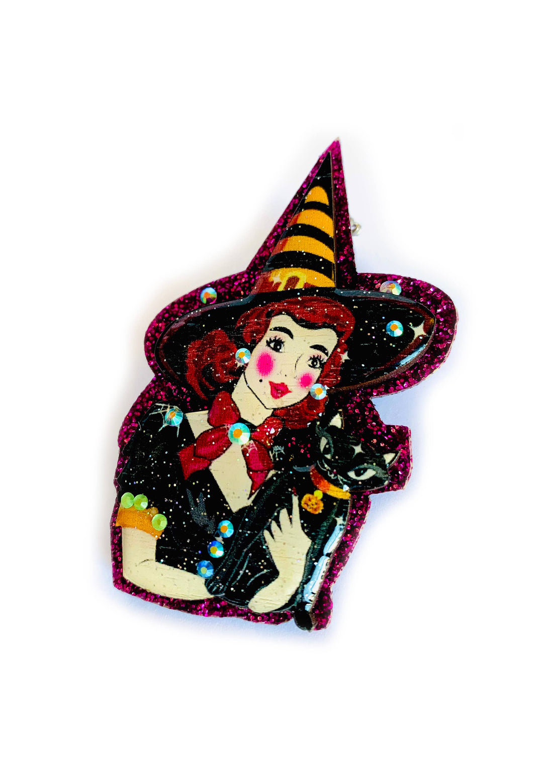 Meggiie & her Magical Cat Brooch by Rosie Rose Parker