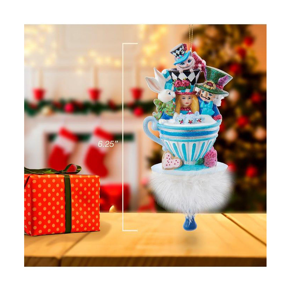 6.25" Holly Hats&trade; Alice & Friends Tea Party Hat Ornament by Kurt Adler image 7