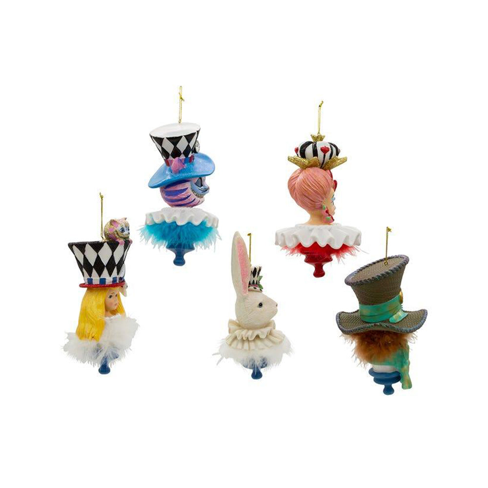 6" Holly Hats&trade; Alice In Wonderland Hat Ornament Set, 5 Piece Set by Kurt Adler image 1