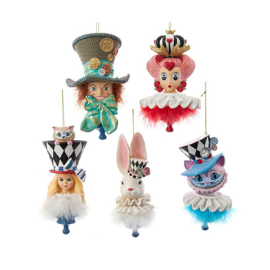 6" Holly Hats&trade; Alice In Wonderland Hat Ornament Set, 5 Piece Set by Kurt Adler image