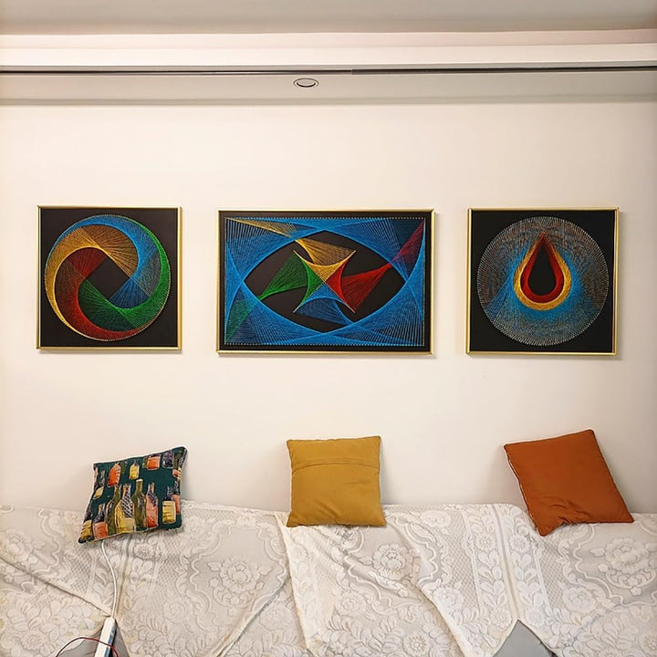 String Art DIY Kit - Symmetrical Harmony. Wizardi Geometry Nail Painting F07-M12-2-DHGG29218