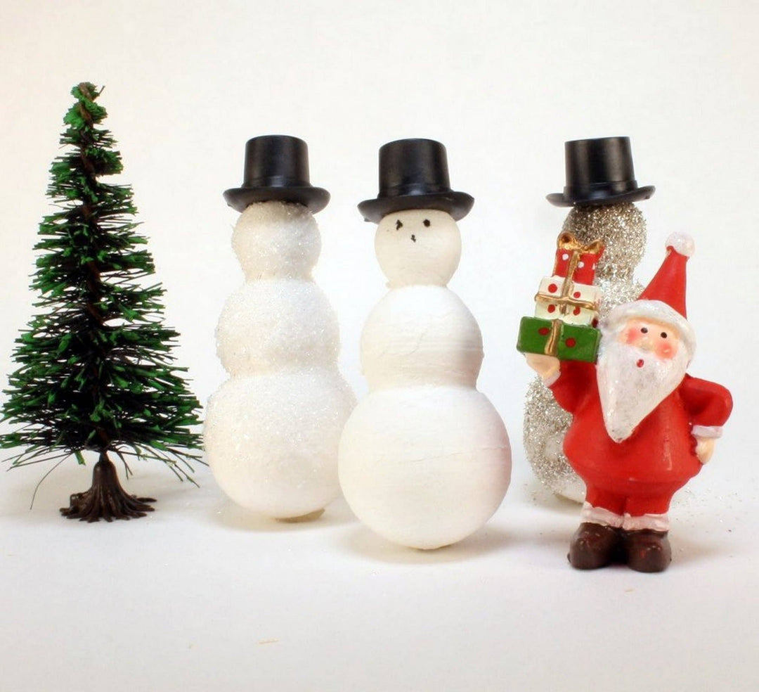 Christmas Snowman - 2.25" Tall Spun Cotton - Set of 6